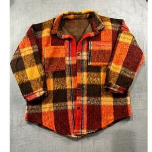 Men's Plaid Shacket  Shirt Jacket Flannel Button Front Heavyweight XL